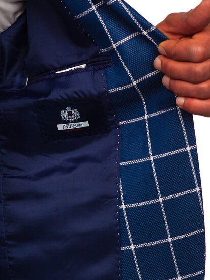 Homme Veste à carreaux Bleu Bolf 003