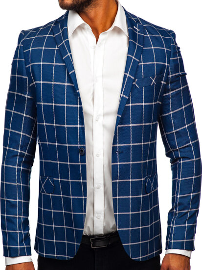 Homme Veste à carreaux Bleu Bolf 003