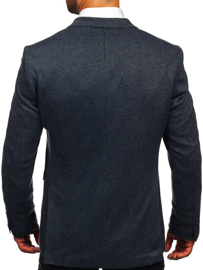 Homme Veste casual à double boutonnage Bleu foncé Bolf 006