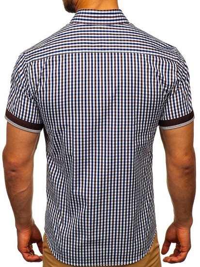 La chemise à carreaux avec les manches courtes pour homme marron Bolf 4510