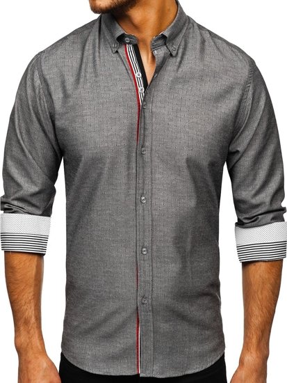 La chemise à motifs avec les manches longues pour homme graphite Bolf 8843