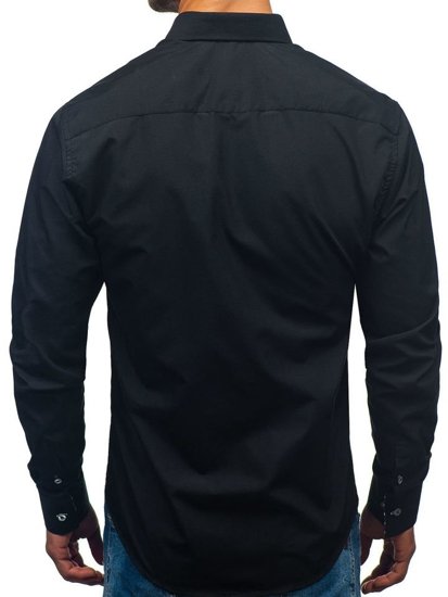 La chemise avec les manches longues pour homme noir Bolf 3762