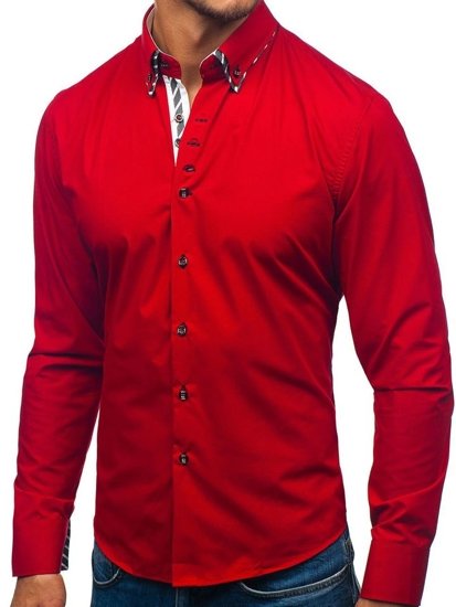 La chemise avec les manches longues pour homme rouge Bolf 3762