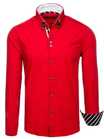 La chemise avec les manches longues pour homme rouge Bolf 3762