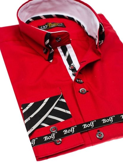 La chemise avec les manches longues pour homme rouge Bolf 3762