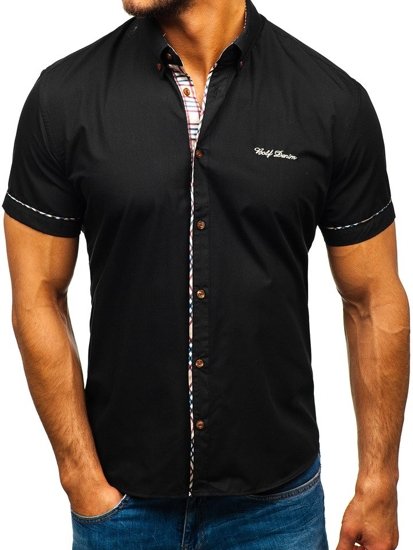 La chemise élégante avec les manches courtes pour homme noire Bolf 5509-1