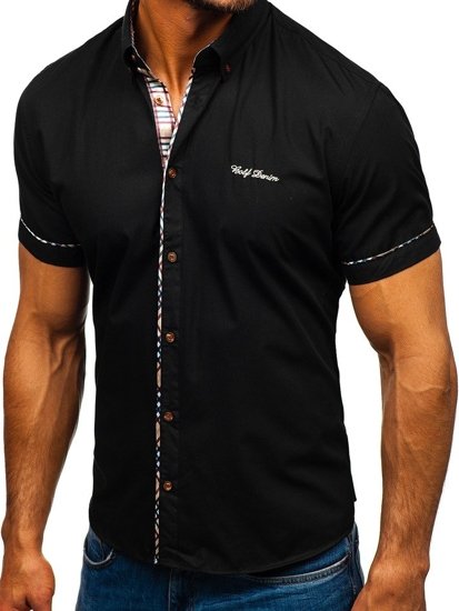 La chemise élégante avec les manches courtes pour homme noire Bolf 5509-1