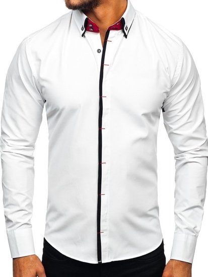 La chemise élégante avec les manches longues pour homme blanc Bolf 2767-1