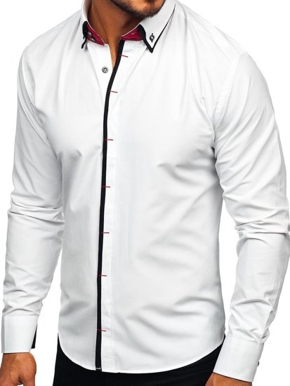 La chemise élégante avec les manches longues pour homme blanc Bolf 2767-1