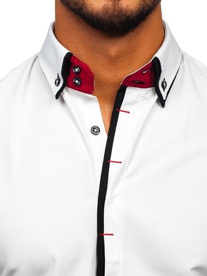 La chemise élégante avec les manches longues pour homme blanc Bolf 2767-1