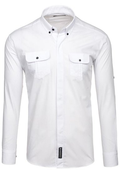 La chemise élégante avec les manches longues pour homme blanche Bolf 0780