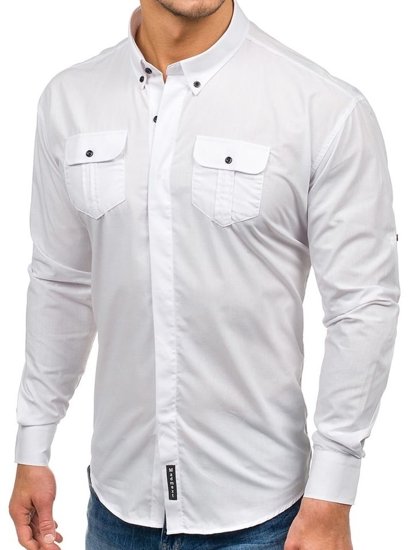 La chemise élégante avec les manches longues pour homme blanche Bolf 0780