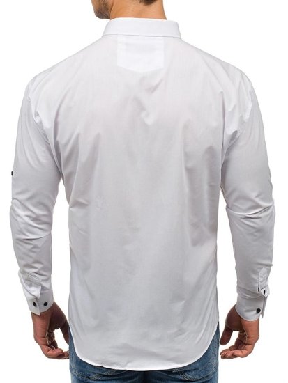 La chemise élégante avec les manches longues pour homme blanche Bolf 0780