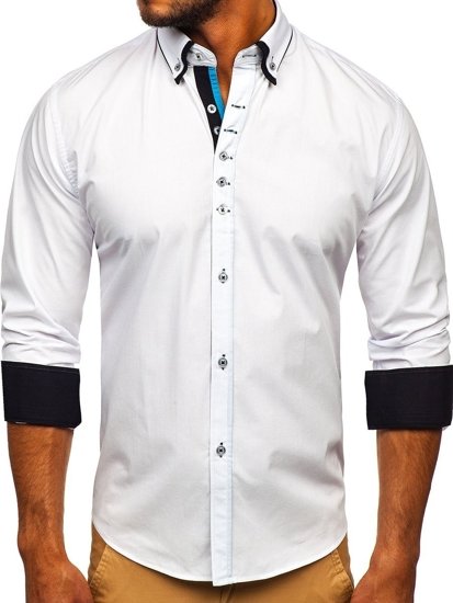 La chemise élégante avec les manches longues pour homme blanche Bolf 3708