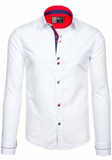 La chemise élégante avec les manches longues pour homme blanche Bolf 5826