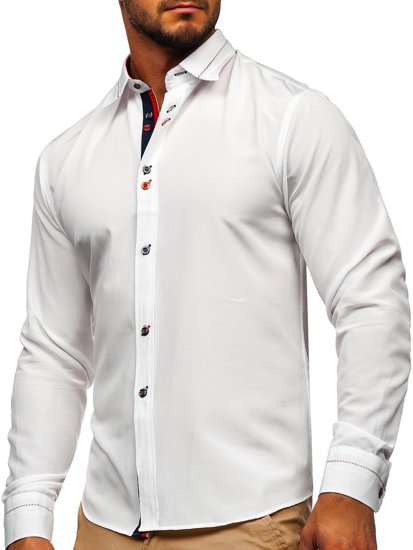 La chemise élégante avec les manches longues pour homme blanche Bolf 5826