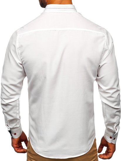 La chemise élégante avec les manches longues pour homme blanche Bolf 5826