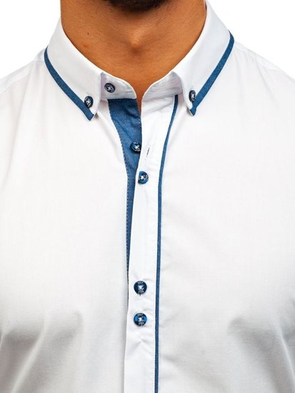 La chemise élégante avec les manches longues pour homme blanche Bolf 8823