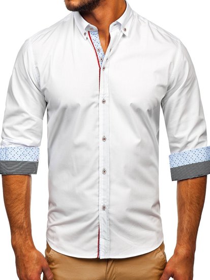 La chemise élégante avec les manches longues pour homme blanche Bolf 8839