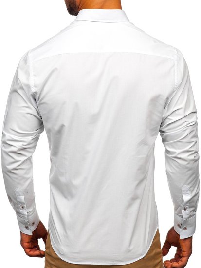 La chemise élégante avec les manches longues pour homme blanche Bolf 8839