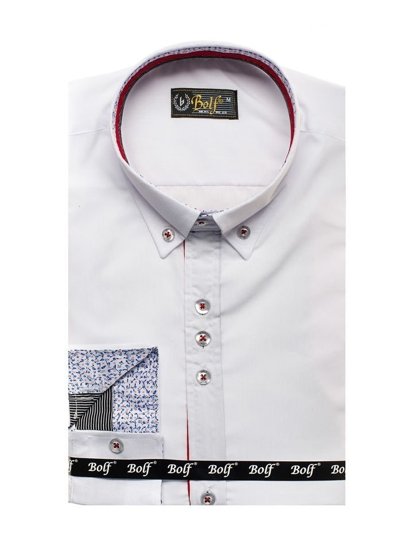 La chemise élégante avec les manches longues pour homme blanche Bolf 8839