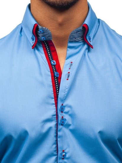 La chemise élégante avec les manches longues pour homme bleue claire Bolf 2785