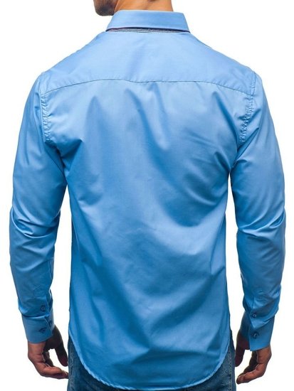 La chemise élégante avec les manches longues pour homme bleue claire Bolf 2785