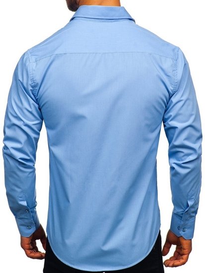 La chemise élégante avec les manches longues pour homme bleue claire Bolf 6944