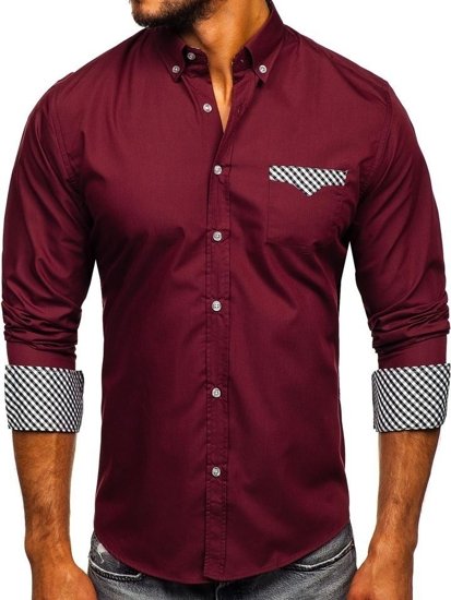 La chemise élégante avec les manches longues pour homme bordeaux Bolf 4711