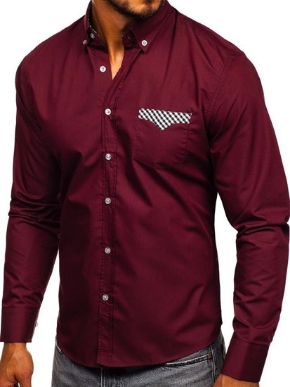 La chemise élégante avec les manches longues pour homme bordeaux Bolf 4711