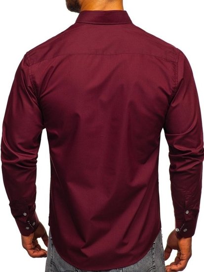 La chemise élégante avec les manches longues pour homme bordeaux Bolf 4711