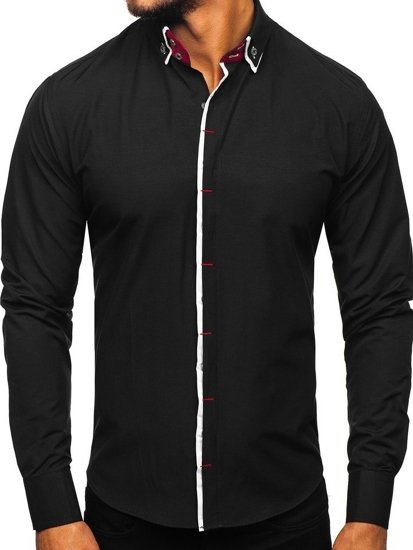 La chemise élégante avec les manches longues pour homme noir Bolf 2767-1