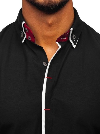 La chemise élégante avec les manches longues pour homme noir Bolf 2767-1