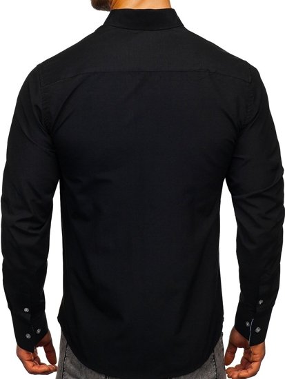 La chemise élégante avec les manches longues pour homme noir Bolf 8838-1