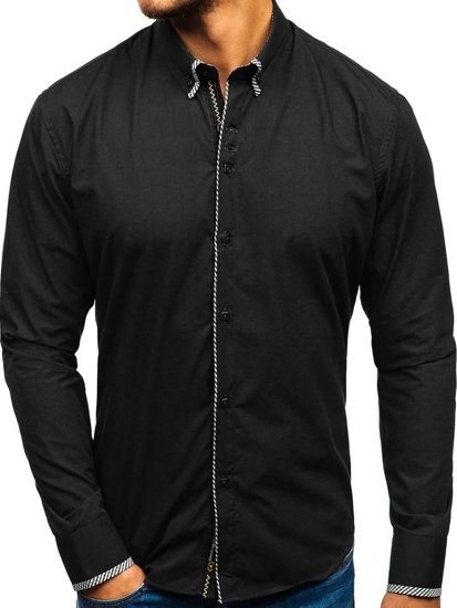 La chemise élégante avec les manches longues pour homme noire Bolf 2701-1