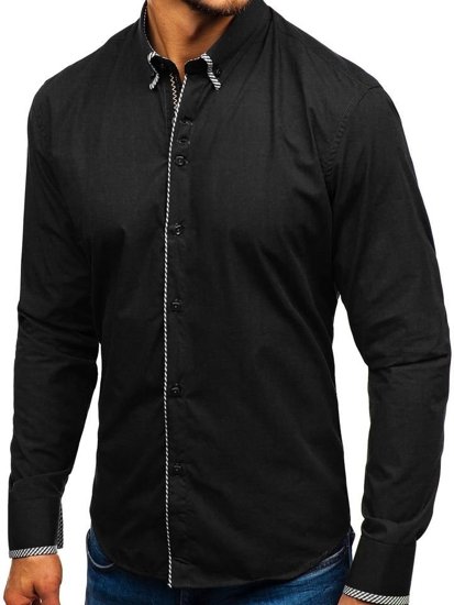 La chemise élégante avec les manches longues pour homme noire Bolf 2701-1