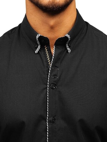 La chemise élégante avec les manches longues pour homme noire Bolf 2701-1