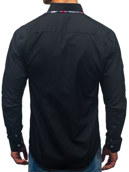 La chemise élégante avec les manches longues pour homme noire Bolf 2712