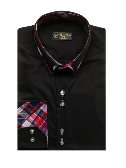 La chemise élégante avec les manches longues pour homme noire Bolf 2712