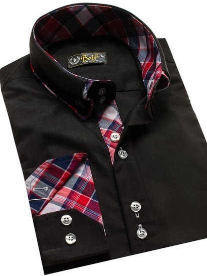 La chemise élégante avec les manches longues pour homme noire Bolf 2712