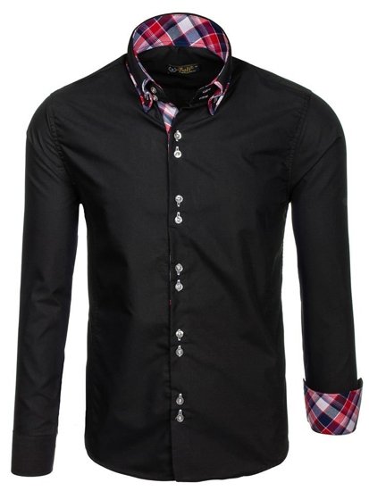 La chemise élégante avec les manches longues pour homme noire Bolf 2712