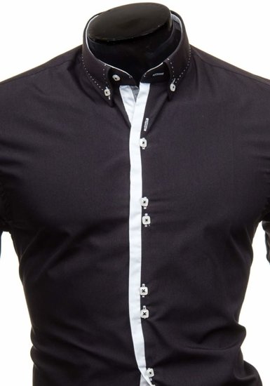 La chemise élégante avec les manches longues pour homme noire Bolf 5814