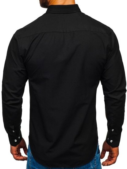 La chemise élégante avec les manches longues pour homme noire Bolf 6920