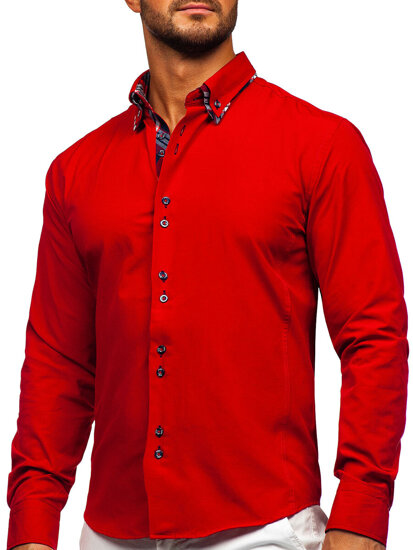 La chemise élégante avec les manches longues pour homme rouge Bolf 4704