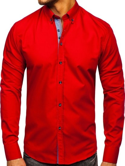 La chemise élégante avec les manches longues pour homme rouge Bolf 8838-1