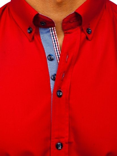 La chemise élégante avec les manches longues pour homme rouge Bolf 8838-1