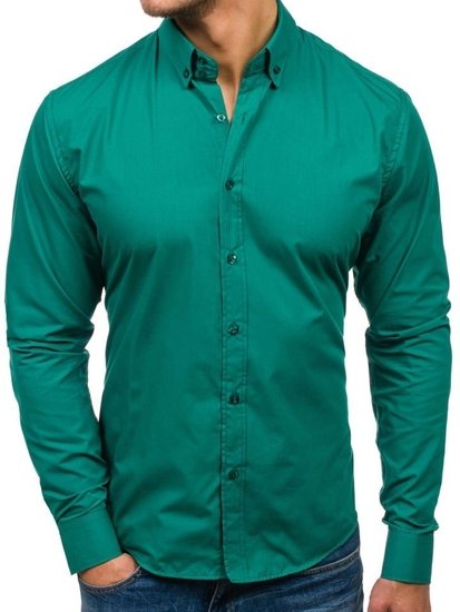 La chemise élégante verte pour homme avec les manches longues Bolf 5821-1