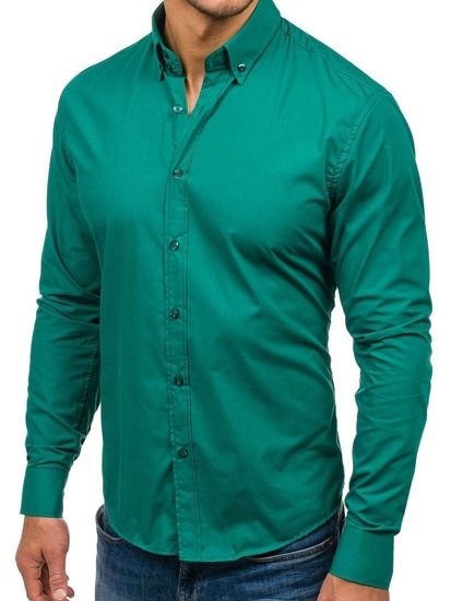 La chemise élégante verte pour homme avec les manches longues Bolf 5821-1