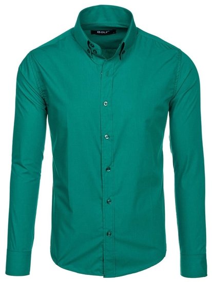 La chemise élégante verte pour homme avec les manches longues Bolf 5821-1