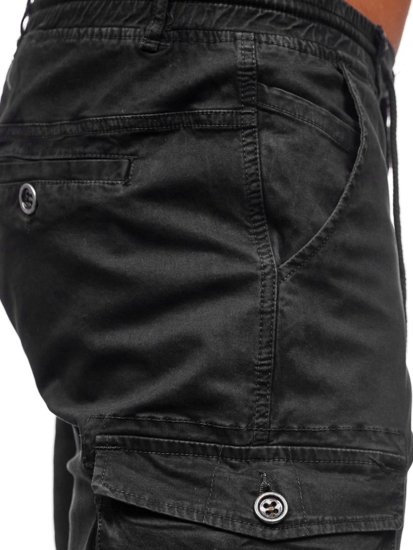 La pantalon court cargo pour homme noir Bolf 5011